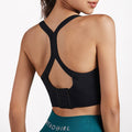 Basic supportive women's sports bra in lemon yellow with smooth nylon blend and yoga beauty back design