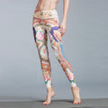 Woman wearing Queen. Skinny Stretch Yoga Pants in animal print, perfect for all-season workouts and active casual wear