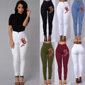 Women wearing painted stretch "mom" jeans with embroidered details in breathable hemp blend fabric