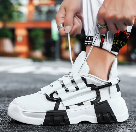 The Enigma casual sneakers with front strap closure and breathable mesh for city walking