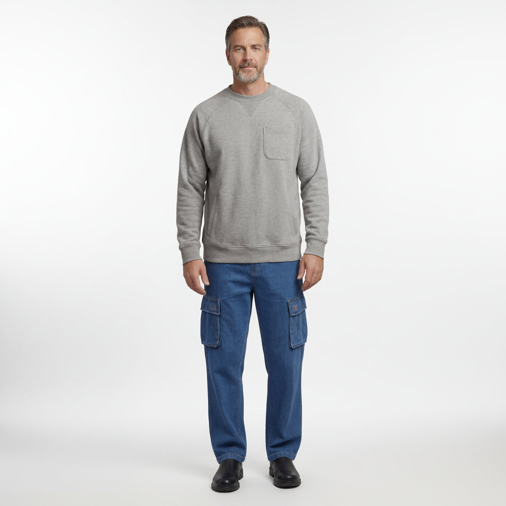 Premium Mens 3 Pocket Fleece Sweatshirt With Raglan Seams. "Babe, where are my keys?"
