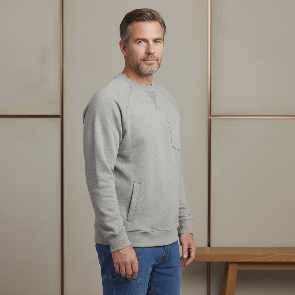 Premium Mens 3 Pocket Fleece Sweatshirt With Raglan Seams. "Babe, where are my keys?"