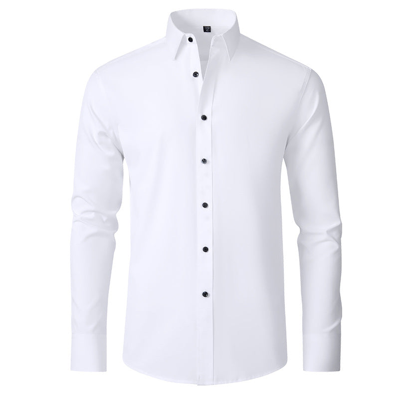 Men's four-way stretch wrinkle-resistant lightweight non-iron office shirt in solid color