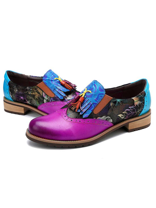 Bohemian Painted Baroque Genuine Leather Shoes