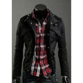 Modern military jacket slim fit lightweight windproof canvas winter coat on model outdoors