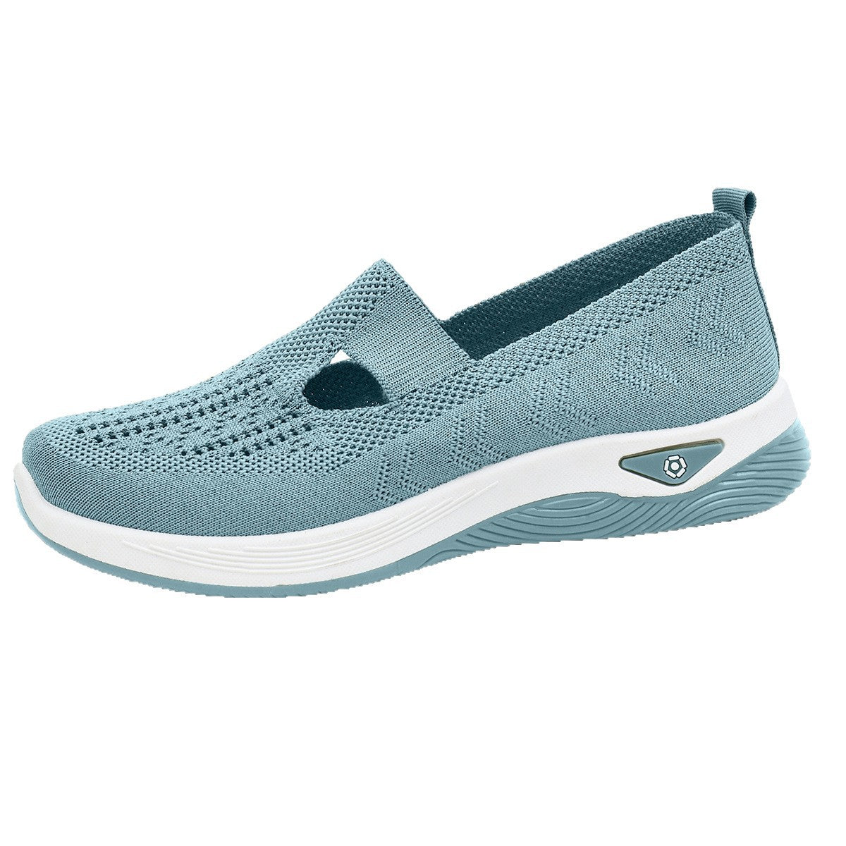 Breathable thread mesh lightweight women's summer footwear with flyknit upper and zero heel profile