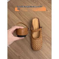 Lightweight breathable square-toe PU slip-on shoes for women with ventilation channels and rubber platform
