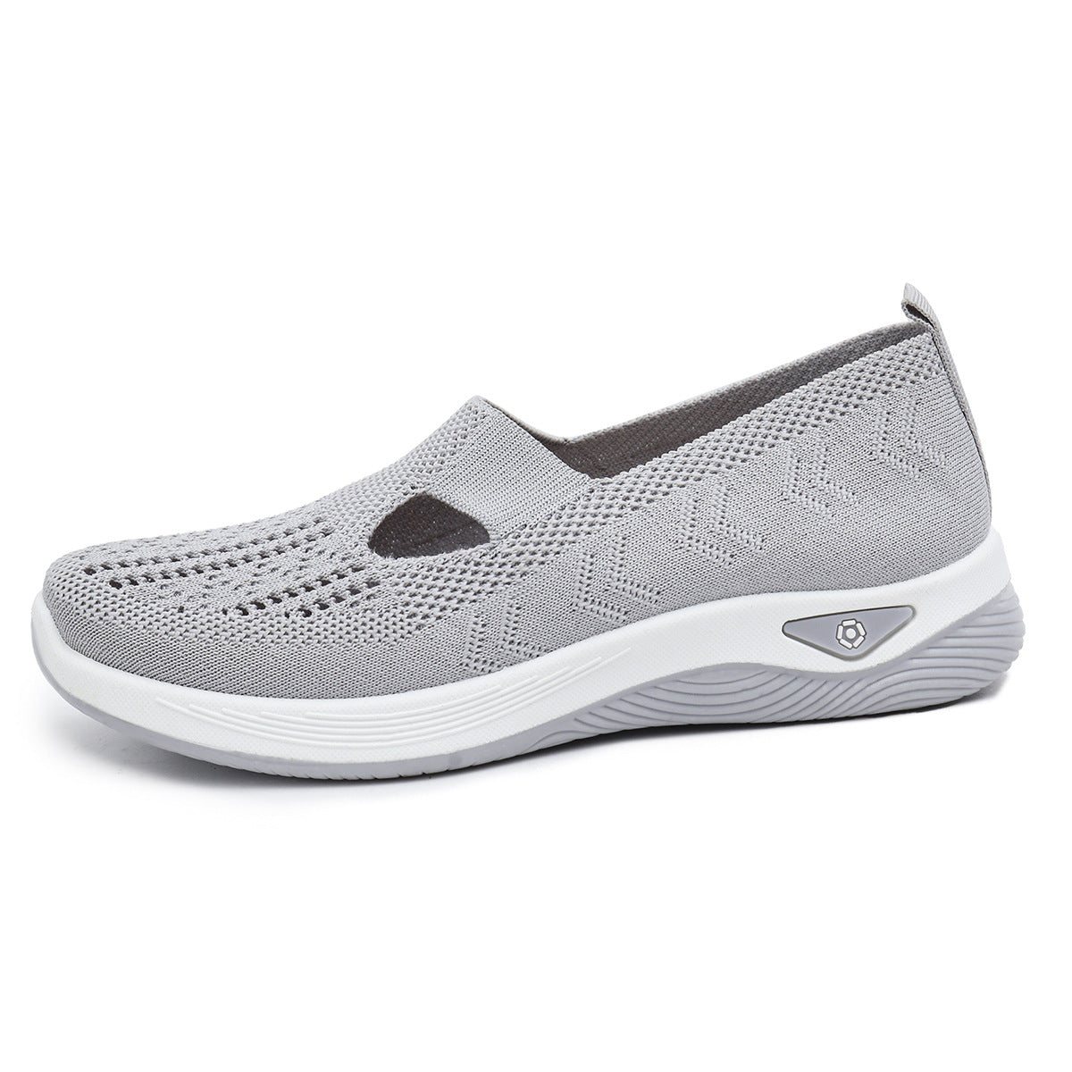 Breathable women's summer shoes with thread mesh flyknit upper and lightweight slip-on design
