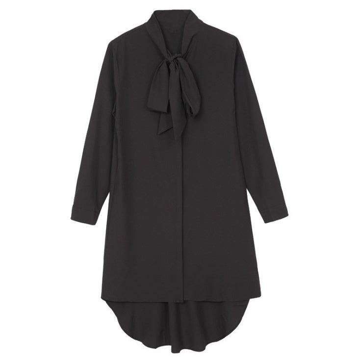 Long-sleeve chiffon blazer styled over nude hosiery and leggings for autumn city wear