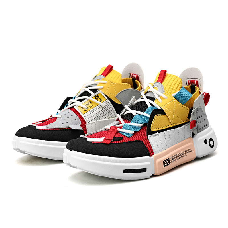 S201 Patchwork Knit Sneakers With Dual React Soles And Cushioning