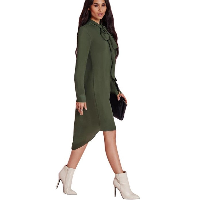 Long-sleeve chiffon blazer styled over nude hosiery and leggings for autumn fashion