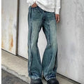 Mens American-style unique stitch chunky denim shoe with thick sole