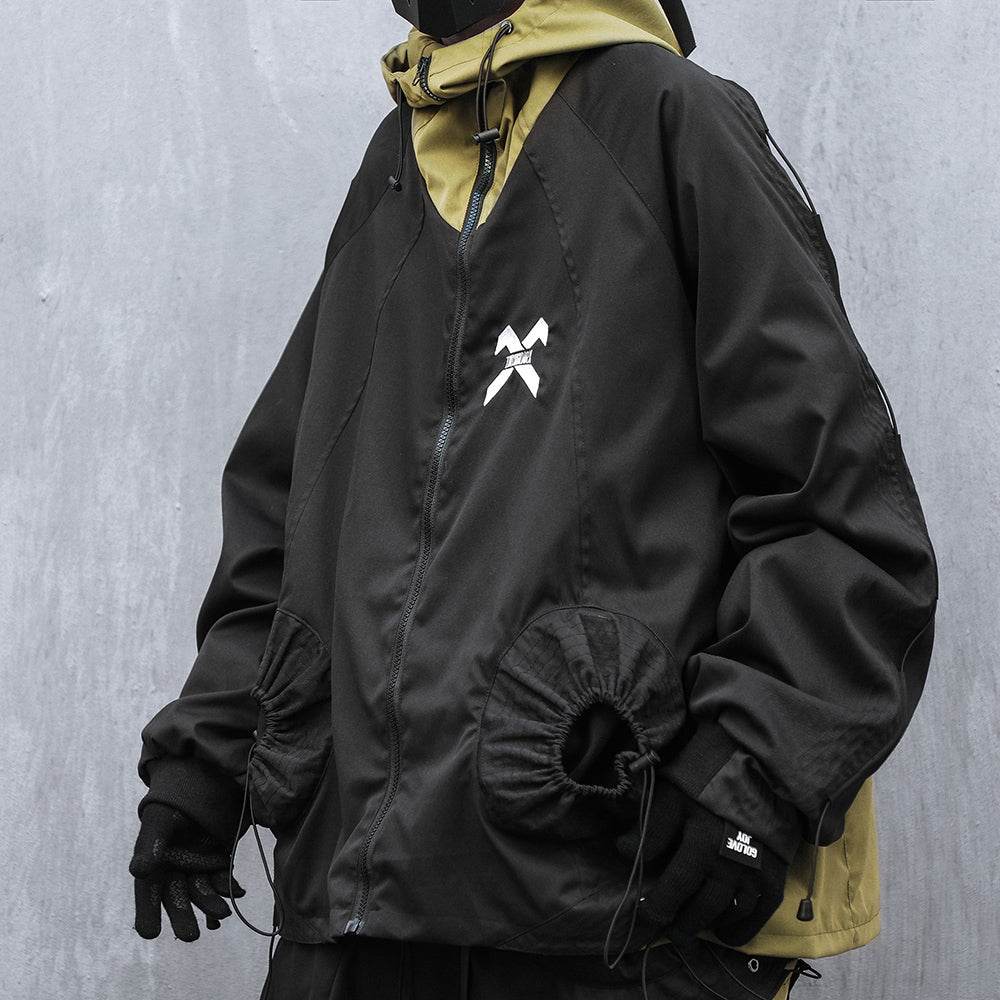 HiJ14 Black Industrial Climber Jacket with dual-layer polyester shell and adjustable fit detail