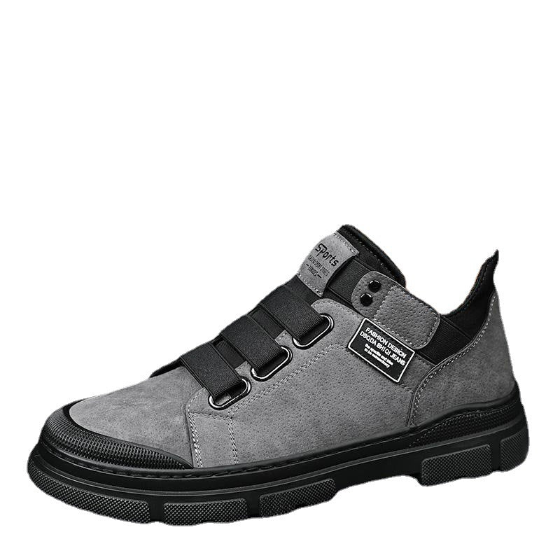 Black Geek Chic Elastic Band slip-on casual sneaker with suede upper and thick white sole