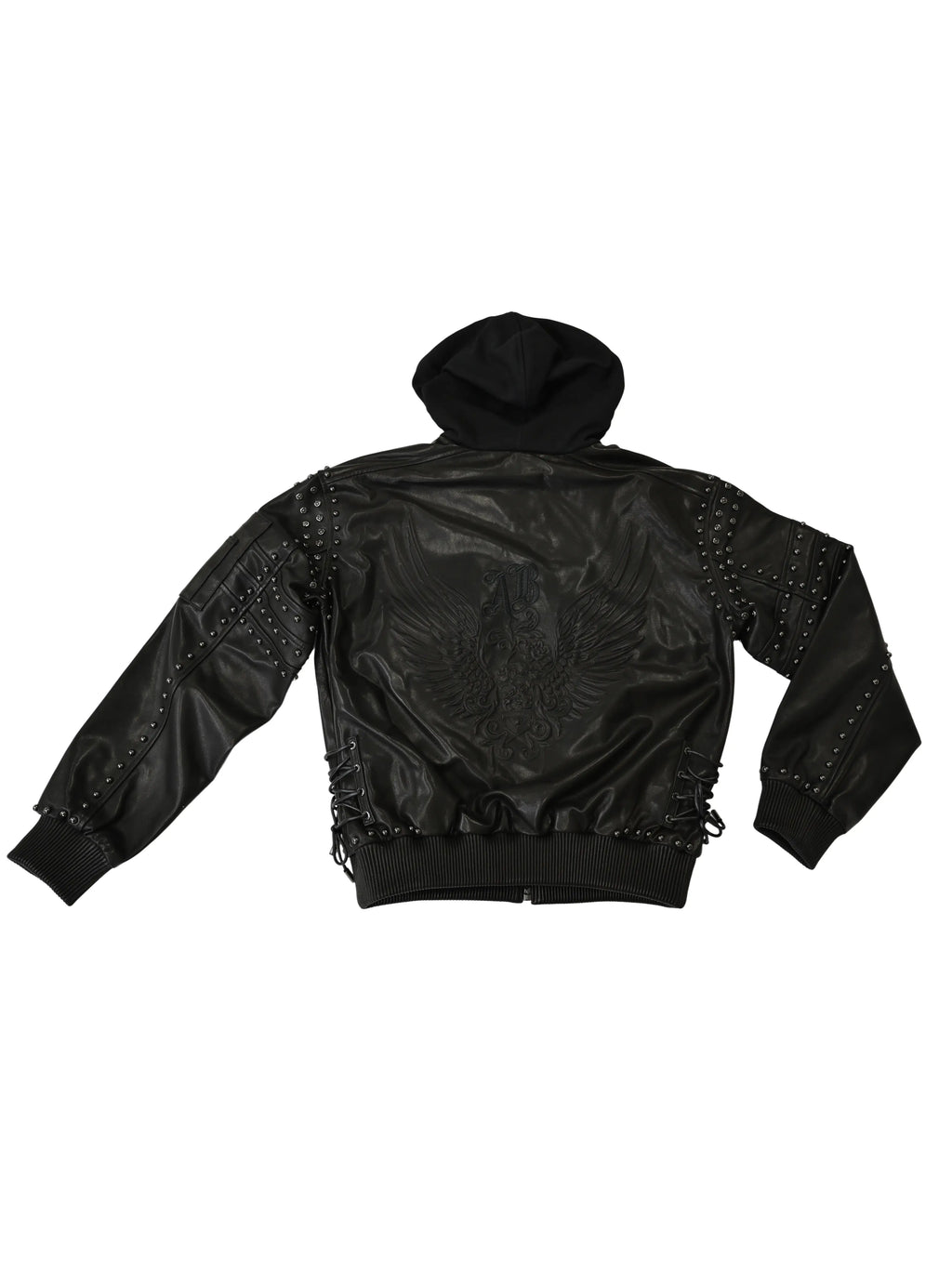 Apple Bottoms By Nelly genuine soft Italian lambskin leather bomber jacket with corset lacing and detachable fleece hood