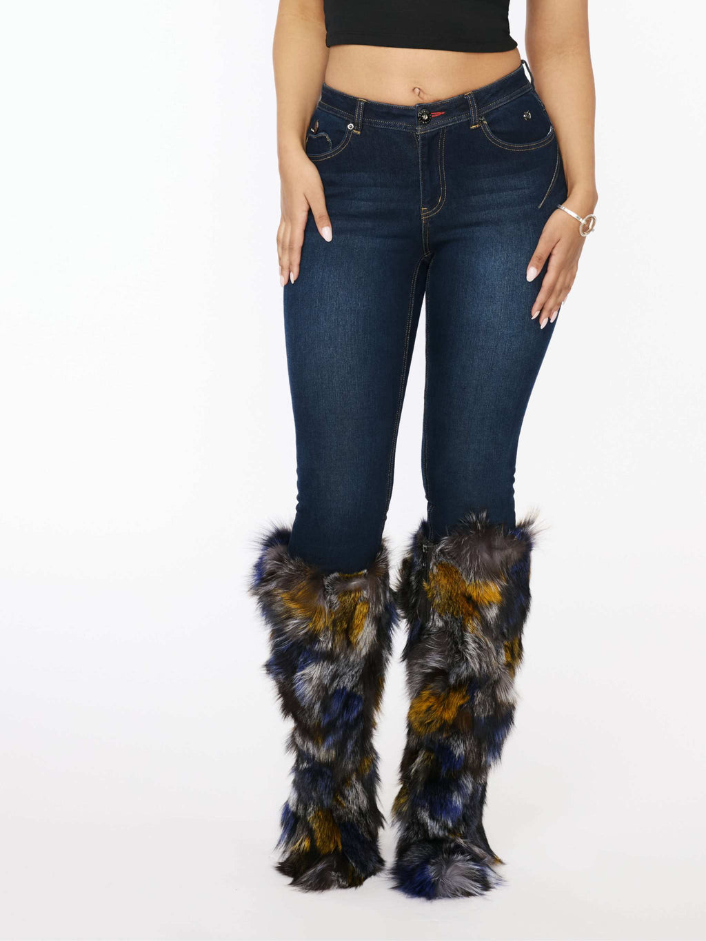Apple Bottoms brand thong detailed stitching on denim jeans posterior