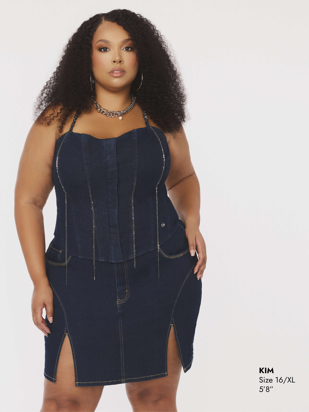 Apple Bottoms By Nelly Denim Chain Link Corset - Dark Wash
