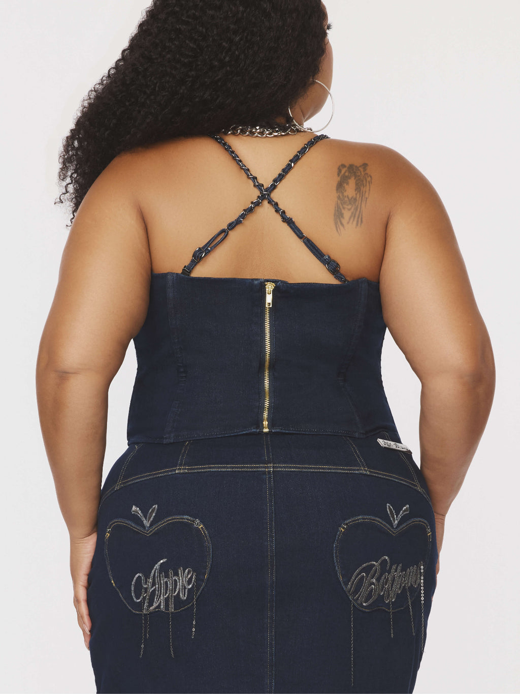 Apple Bottoms By Nelly Denim Chain Link Corset - Dark Wash