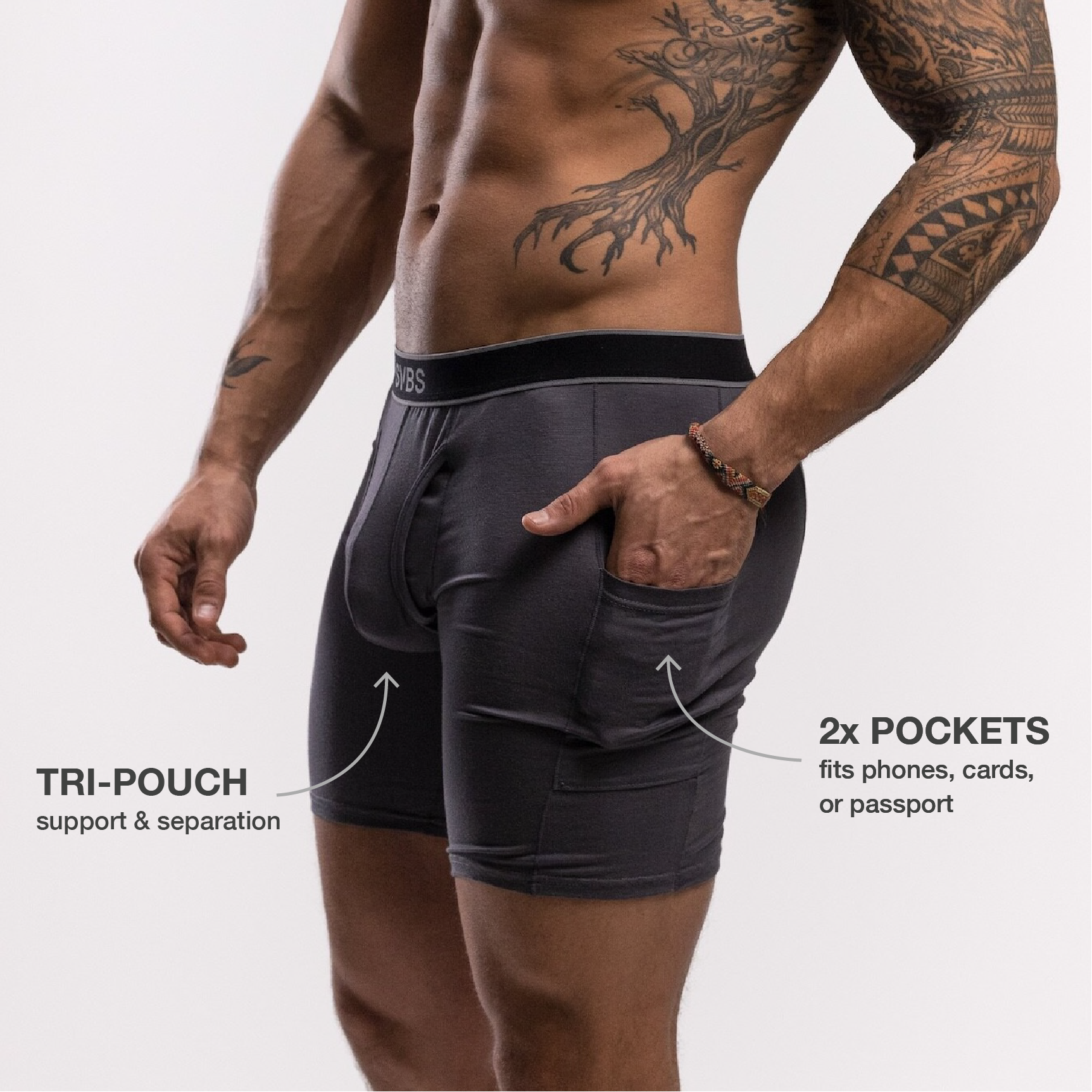 SVBS Tri Pouch Bamboo Modal Boxer Briefs 3 Pack With Ball Wall Support Comfort
