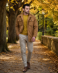 Contemporary European Tailored Airman Taupe Bomber Jacket