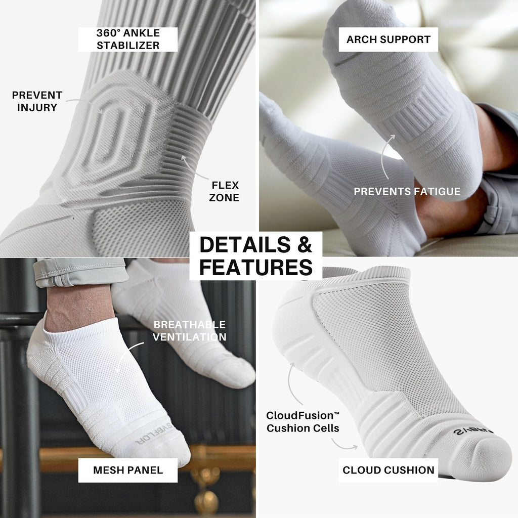CloudFusion™ Athletic Cushioned Low No Show Socks with arch support and breathable mesh