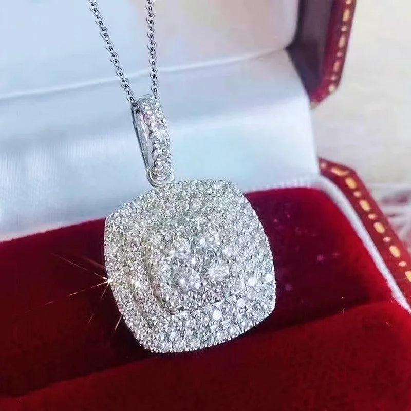 Diamond Pendant White Gold Round Brilliant Cut Lab Grown Diamond Women's Wedding Luxury Jewelry 4.0 Ct D Color