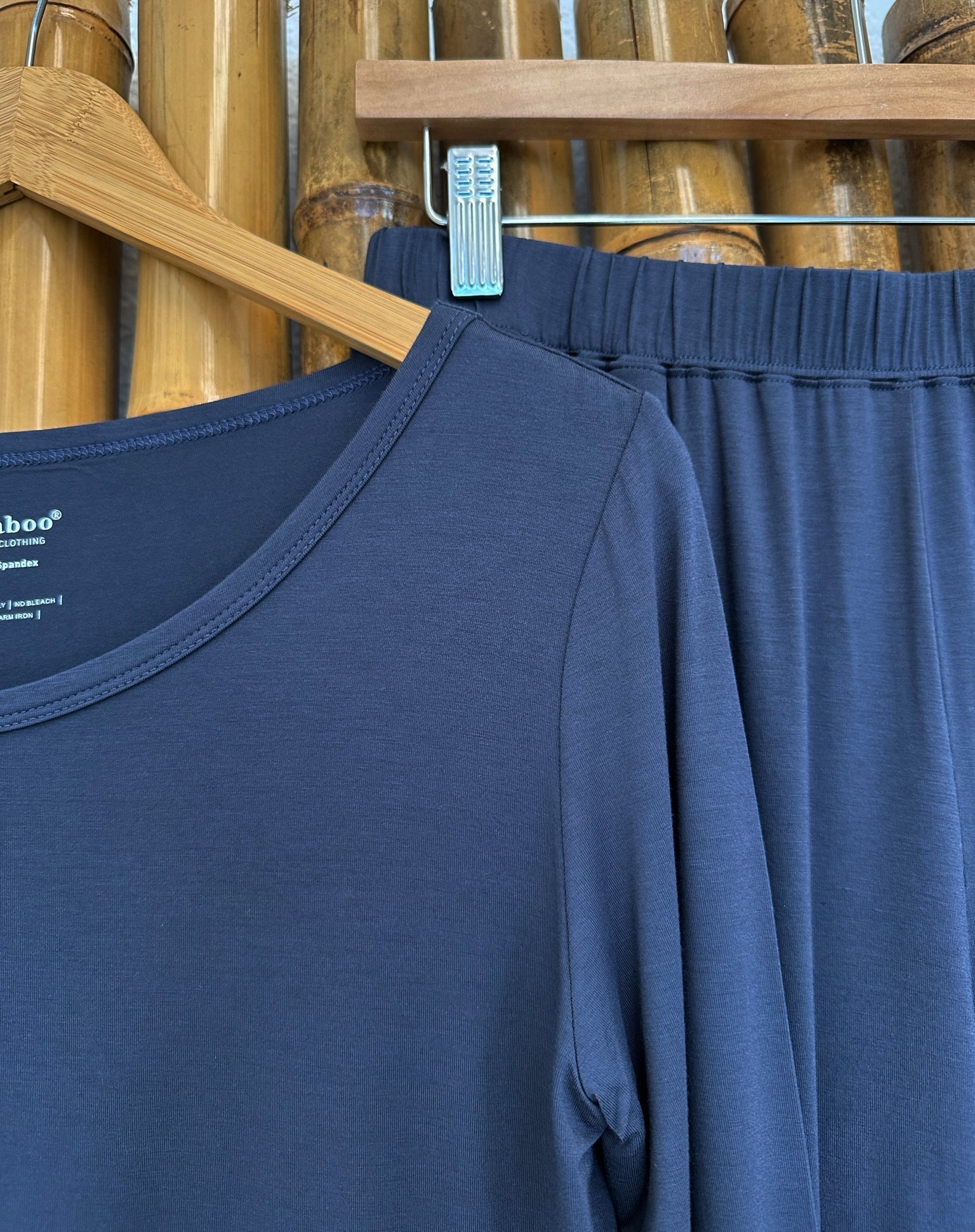 Women's bamboo lounge set with long sleeve t-shirt and jogger pants in lightweight, moisture-wicking fabric