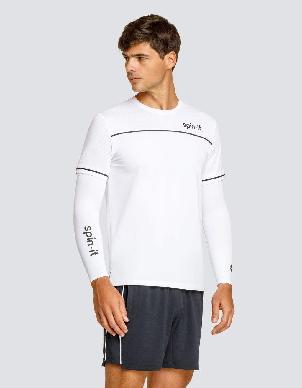 Spin It Elevate Upf 50 Compression Sleeves Chalk White Sun Protection