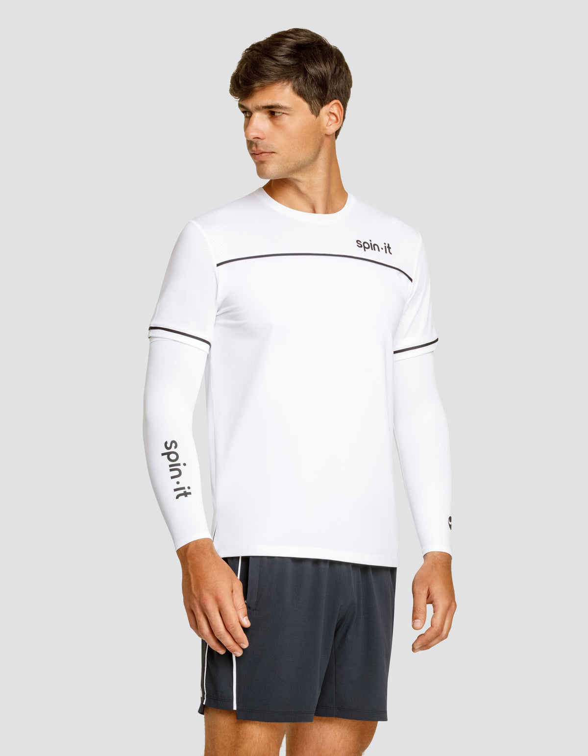 Spin It Elevate Upf 50 Compression Sleeves Chalk White Sun Protection