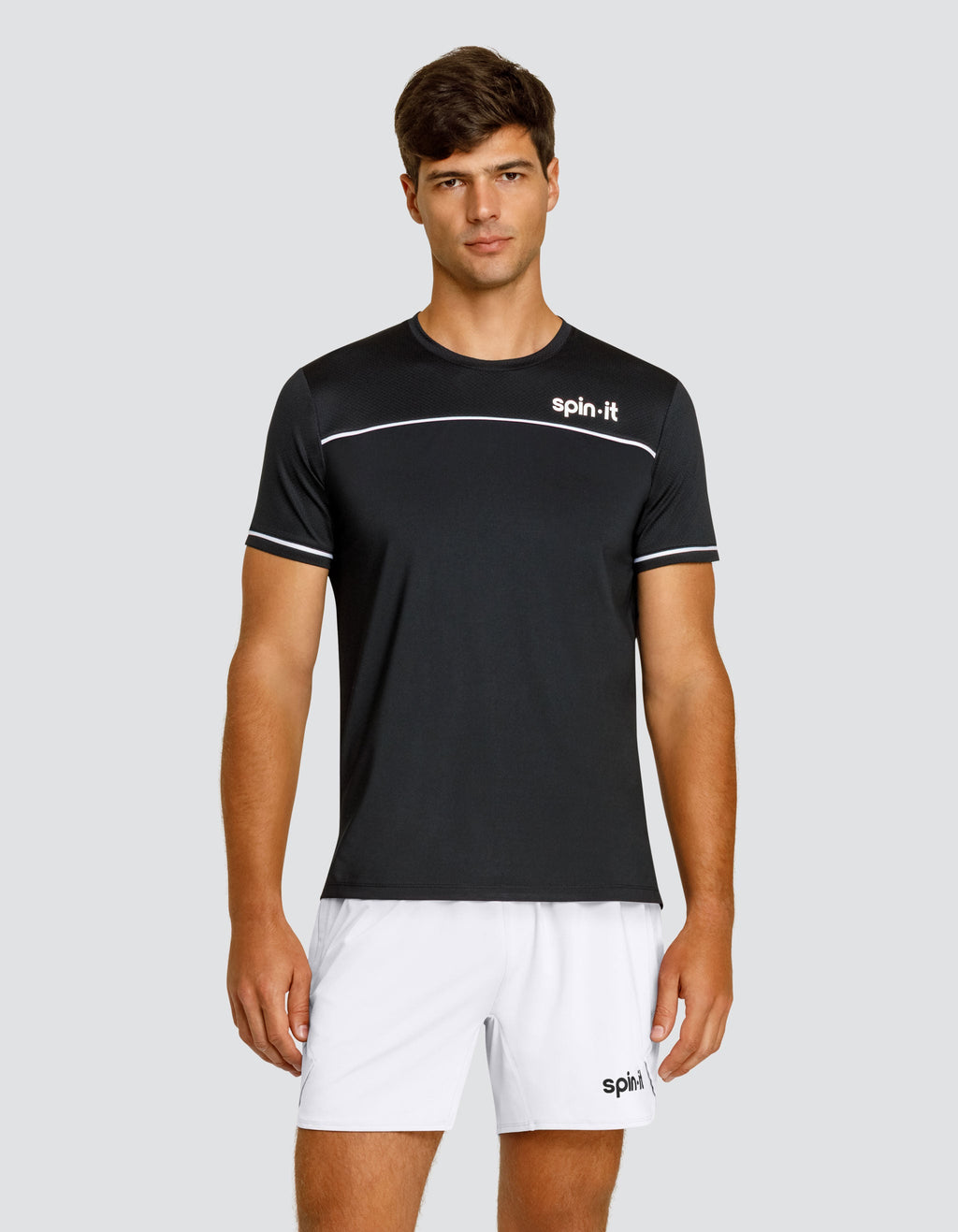 Spin It Lionel Short Sleeve Performance Quick Dry Workout Top Onyx Black