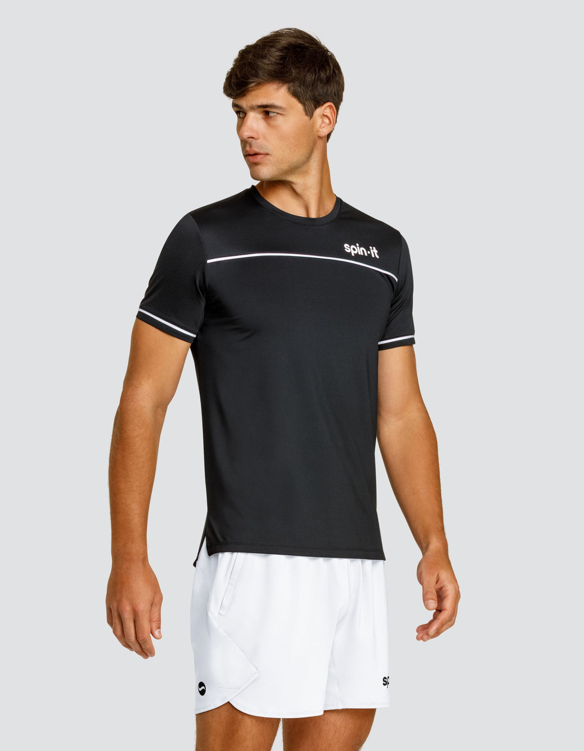 Spin It Lionel Short Sleeve Performance Quick Dry Workout Top Onyx Black