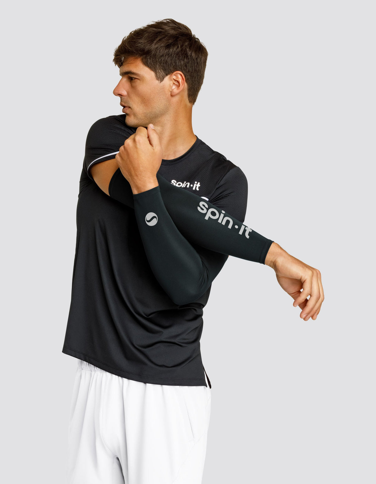 Spin It Elevate Compression  Running Sleeves UPF50 Sun Protection Lightweight Black
