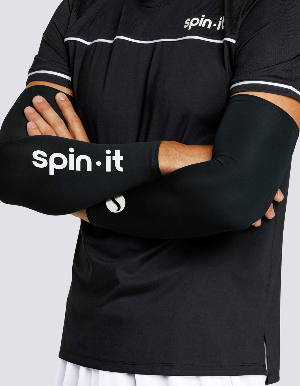 Spin It Elevate Compression  Running Sleeves UPF50 Sun Protection Lightweight Black