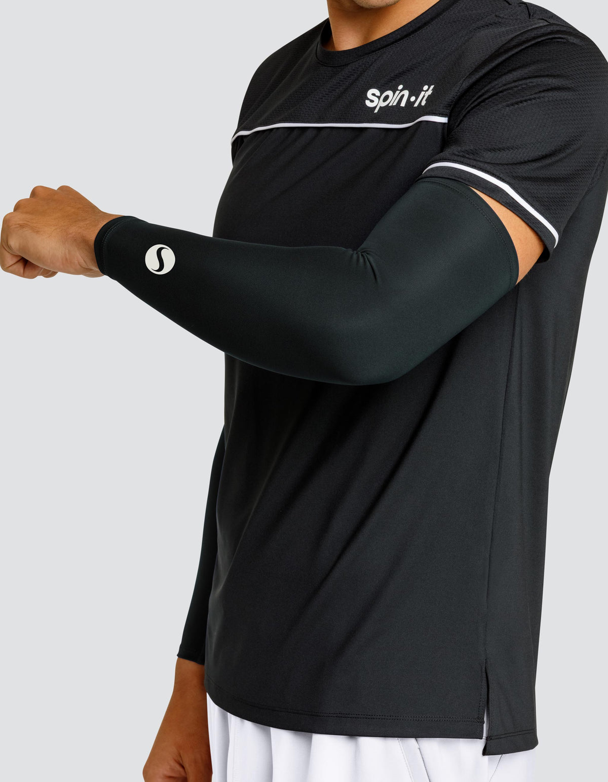 Spin It Elevate Compression  Running Sleeves UPF50 Sun Protection Lightweight Black