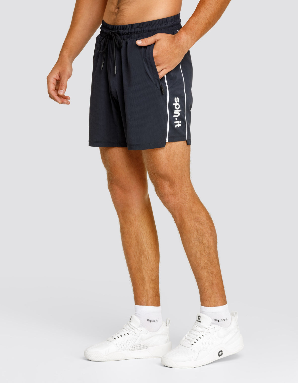Spin It David 7 Inch Performance Athletic Shorts Onyx Black