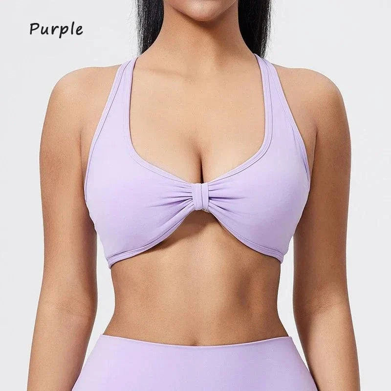 DIAS FIT JOY fold sports bra with cross-back design and detachable pads for outdoor running and gym fitness