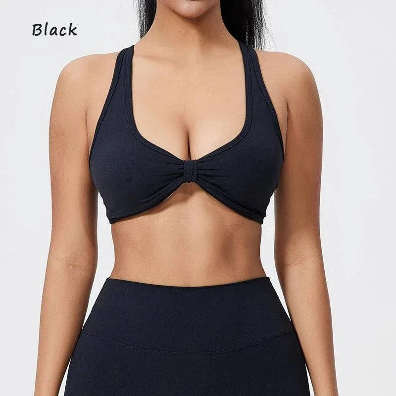 DIAS FIT JOY fold sports bra with cross-back design and detachable pads for running and gym workouts