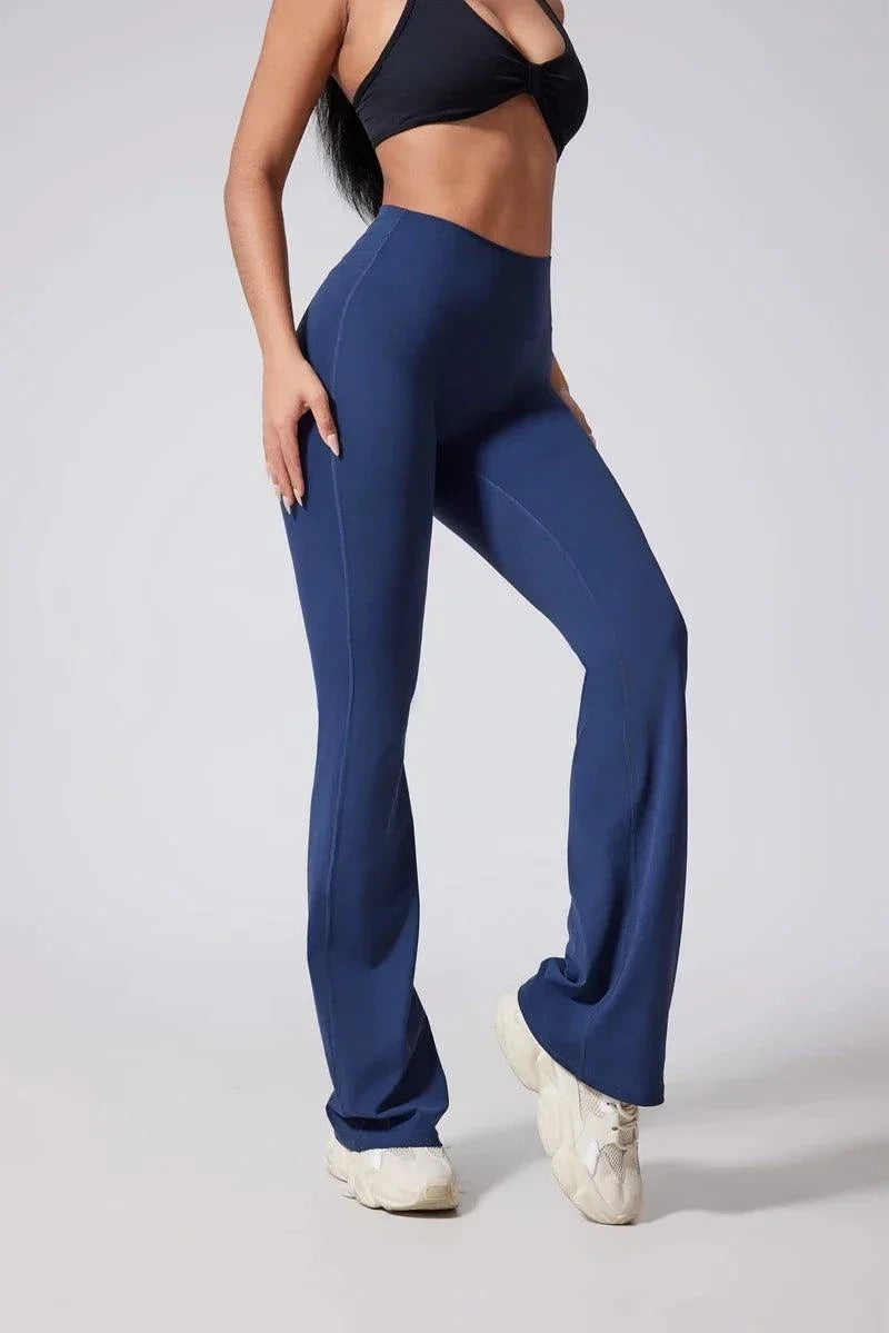 DIAS FIT JOY women's high-waisted hip lifting flared yoga pants with seamless waistband and stretchy nylon-elastane fabric