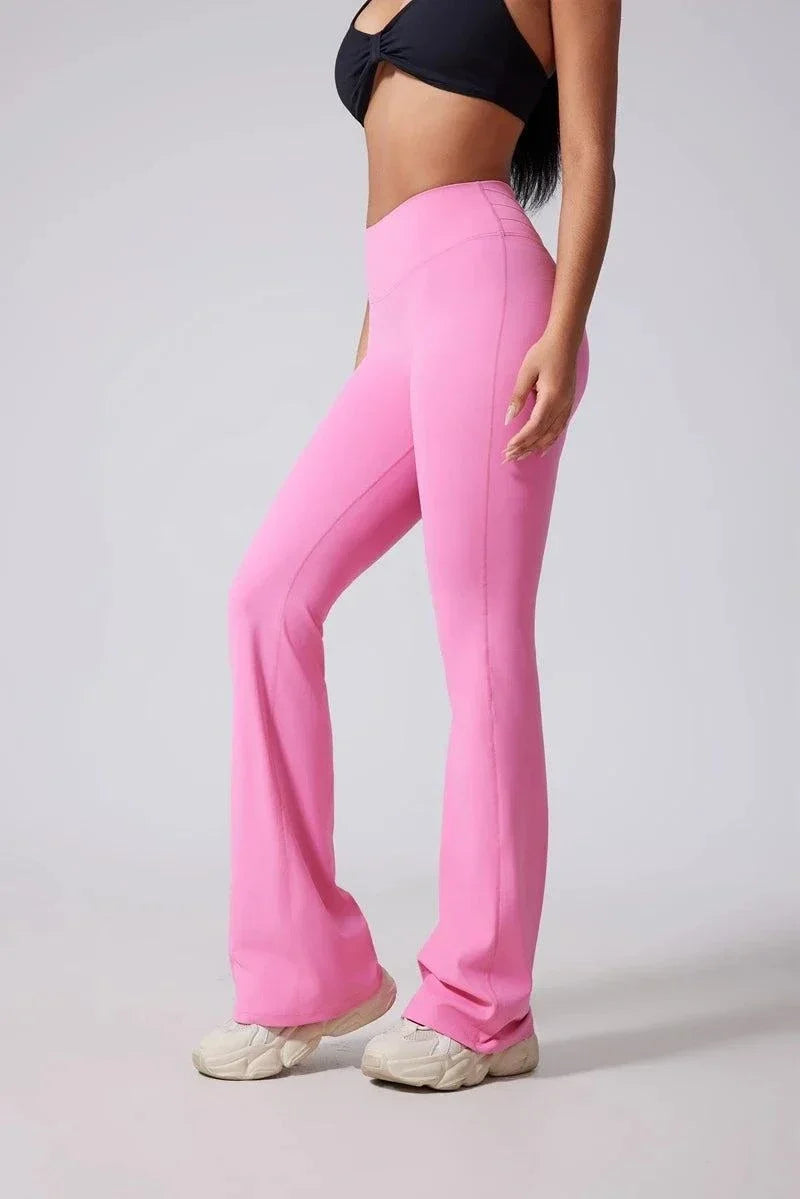 DIAS FIT JOY women's high-waisted micro-flared yoga pants with seamless waistband and breathable nylon-elastane fabric