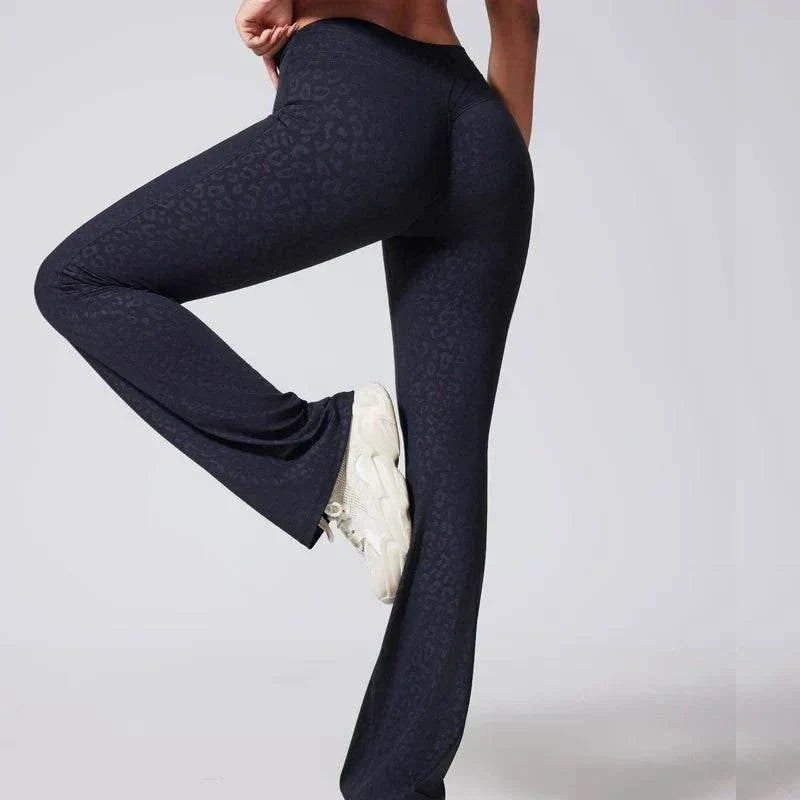 DIAS FIT JOY women's high-waisted micro-flared yoga pants with hip-lifting design and seamless waistband