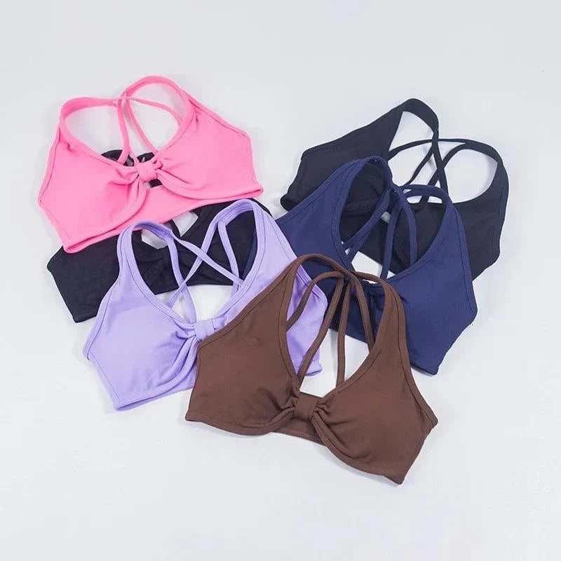 DIAS FIT JOY fold sports bra with cross-back design and detachable pads for outdoor sports and gym fitness