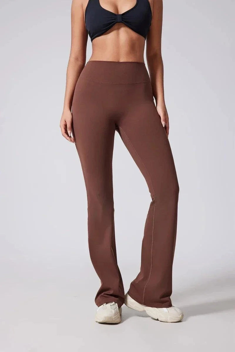 DIAS FIT JOY women's high-waisted micro-flared yoga pants with seamless waistband and breathable nylon-elastane fabric