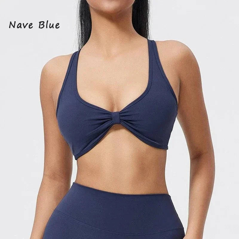 DIAS FIT JOY fold sports bra with cross-back design and detachable pads for breathable, tight-fitting outdoor sports and gym workouts