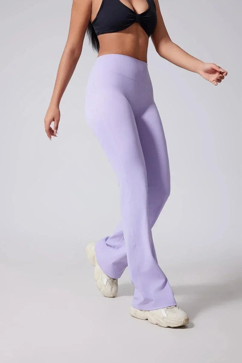 DIAS FIT JOY women's high-waisted hip lifting micro-flared yoga pants in lightweight nylon-elastane blend