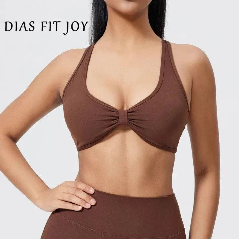 DIAS FIT JOY fold sports bra with cross-back design and detachable pads for outdoor sports and fitness