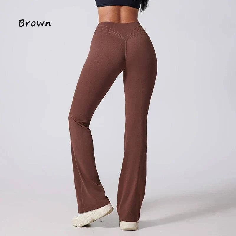 DIAS FIT JOY women's high waisted hip lifting micro flared yoga pants in black for fitness and wide leg comfort