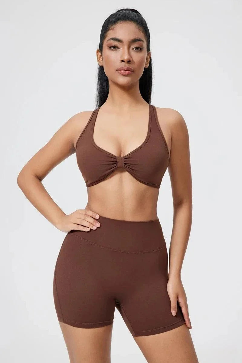 DIAS FIT JOY fold sports bra with cross-back design, breathable knit nylon, and detachable pads for outdoor running and gym fitness