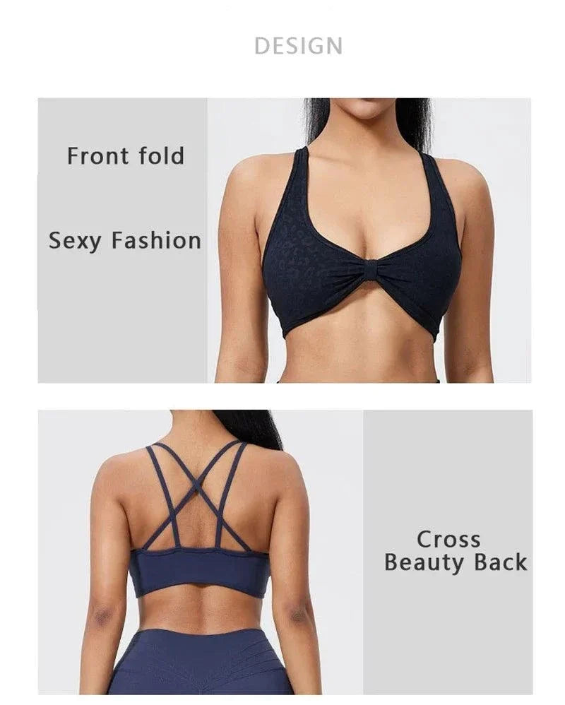 DIAS FIT JOY fold sports bra with cross-back design and detachable pads for outdoor running and gym fitness