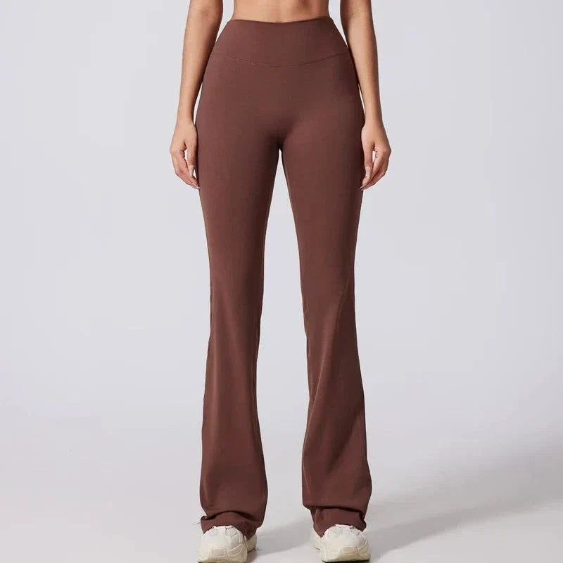 DIAS FIT JOY women's high-waisted hip lifting micro-flared yoga pants with elastic waistband and breathable nylon-elastane fabric