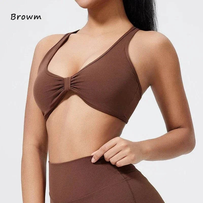 DIAS FIT JOY fold sports bra with cross-back design and detachable pads for breathable, tight-fitting outdoor and gym fitness activities